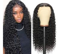 Lakaisa Curly Wave Human Hair Wig Larga Pelucas Mujer Pelo Natural Humano 13X1 Lace Natural Black Pre Plucked Unprocessed Remy Hair 150% Density Low Shedding Minimal Tangle for Women 32 Inch