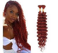 Lakaisa Deep Wave Bulk Human Braiding Hair Cabello Humano Extensions Natural Total 100g 2 Bundles 20 20 Pulgadas Human Hair Extension Unprocessed No Weft #33 Reddish Brown for Women