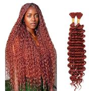 Lakaisa Deep Wave Bulk Human Braiding Hair Cabello Humano Extensions Natural Total 100g 2 Bundles 22 22 Pulgadas Human Hair Extension Unprocessed No Weft #33 Reddish Brown for Women