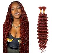 Lakaisa Deep Wave Bulk Human Braiding Hair Cabello Humano Extensions Natural Total 100g 2 Bundles 26 26 Pulgadas Human Hair Extension Unprocessed No Weft #33 Reddish Brown for Women