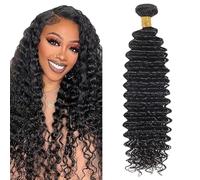 Lakaisa Deep Wave Human Hair Bundles Natural Black Human Hair Extensions Paquete de Cabello Humano Sew in Hair Cabello Natural Humano Single Bundle Real Hair Low Shedding for Woman 24 Inch