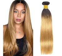 Lakaisa Straight Human Hair Bundles 1B27 Blonde Ombre Human Hair Extensions Paquete de Cabello Humano Sew in Hair Cabello Natural Humano Single Bundle Real Hair Low Shedding for Woman 30 Inch