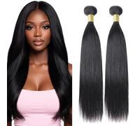 Lakaisa Straight Human Hair Bundles Paquete de Cabello Humano Sew in Hair Natural Black Real Hair Extensions 2 Bundles Unprocessed Human Hair for Women 30 30 Inch