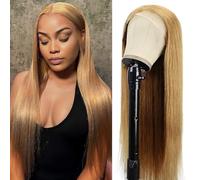 Lakaisa Straight Human Hair Wig 4X1 Lace #27 Blonde Glueless Wear and Go Cabello Humano Natural Pre Bleached Knots Pre Plucked with Baby Hair Minimal Smell Minimal Tangle for Woman 26 Inch