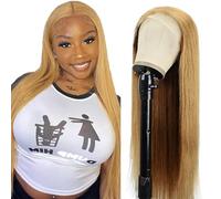 Lakaisa Straight Human Hair Wig 4X1 Lace #27 Blonde Glueless Wear and Go Cabello Humano Natural Pre Bleached Knots Pre Plucked with Baby Hair Minimal Smell Minimal Tangle for Woman 32 Inch