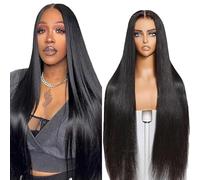 Lakaisa Straight Wig Human Hair Larga Pelucas Mujer Pelo Natural Humano13X1 Lace Natural Black Pre Plucked Unprocessed Remy Hair 150% Density Low Shedding Minimal Tangle 32 Inch