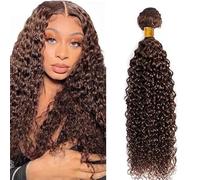 Lakaisa Water Wave Human Hair Bundles Human Hair Extensions Paquete de Cabello Humano Sew in Hair Cabello Natural Humano Single Bundle Real Hair Low Shedding #4 Chocolate Brown for Woman 12 Inch