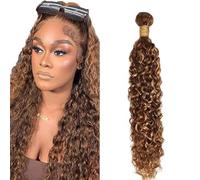 Lakaisa Water Wave Human Hair Bundles P427 Highlight Blonde Human Hair Extensions Paquete de Cabello Humano Sew in Hair Cabello Natural Humano Single Bundle Real Hair Low Shedding for Woman 32 Inch