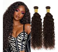 Lakaisa Water Wave Human Hair Bundles Paquete de Cabello Humano Sew in Hair #4 Chocolate Brown Real Hair Extensions 2 Bundles Unprocessed Human Hair for Women 12 12 Inch