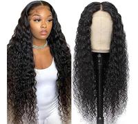 Lakaisa Water Wave Humano Hair Wig Lace Frontal Peluca Mujer Pelo Humano Pelo Humano Sin Glueless Wear and Go Grade 8 A 100% Brazilian Remy Hair 4X1 HD Lace Natural Color Hair No mancha para mujeres