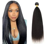 Lakaisa Yaki Straight Human Hair Bundles Natural Black Human Hair Extensions Paquete de Cabello Humano Sew in Hair Cabello Natural Humano Single Bundle Real Hair Low Shedding for Woman 26 Inch