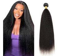 Lakaisa Yaki Straight Human Hair Bundles Natural Black Human Hair Extensions Paquete de Cabello Humano Sew in Hair Cabello Natural Humano Single Bundle Real Hair Low Shedding for Woman 30 Inch