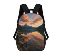 Lake And Mountain Sunset Reflection Mochila Escolar Impresa En 3D 17inch Mochilas De Moda Para Niños, Mochilas Escolares Para Niños De Primaria Y Secundaria