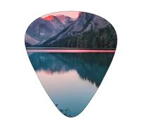 Lake And Sunset - Púa de guitarra excepcional, impresión completa de un solo lado, púa de material ABS, grosor diverso para una experiencia musical variada, ideal para guitarras y ukeleles, púa de