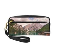 Lake and Wood Cottage - Bolsa de cosméticos pequeña, portátil, bonita bolsa de maquillaje de viaje para mujer, bolsa organizadora de brochas de maquillaje, NEGRO, One Size, Bolsa de maquillaje