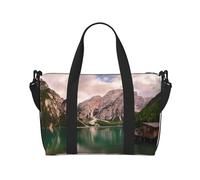 Lake and Wood Cottage - Bolsa de viaje para deportes, gimnasio, yoga, bolsa de lona para fin de semana, bolsa de viaje con compartimento, NEGRO, One Size