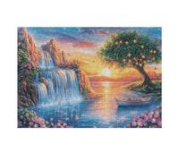 Lake Árbol de Vida al Atardecer Puzzles 300 Piezas Obra De Arte 3D Familiar Premium Rompecabezas para Adultos Aliviar Estrés Decoración Hogar Moderno DIY 300 PCS