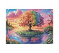 Lake Árbol de Vida al Atardecer Puzzles 500 Piezas Decorativo Hogar Obra De Arte Rompecabezas Familiar para Adultos Desafío Intelectual DIY Creativo 500 PCS