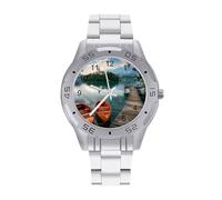 Lake Bled Eslovenia Iglesia en la isla - Reloj de pulsera para hombre, acero inoxidable, analógico, cuarzo, negocios, relojes de pulsera