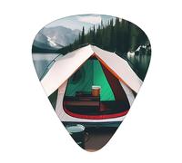 Lake Camping - Púa de guitarra excepcional, impresión completa de un solo lado, púa de material ABS, grosor diverso para una experiencia musical variada, ideal para guitarras y ukeleles, púa de