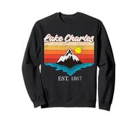 Lake Charles Home Town Vintage Sunset USA Vacaciones Sudadera