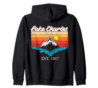 Lake Charles Home Town Vintage Sunset USA Vacaciones Sudadera con Capucha