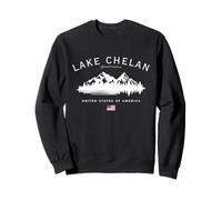 Lake Chelan Washington USA Bandera Americana Montañas Sudadera