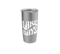 Lake Days Groovy Camp Life Al aire libre Pontón Navegación Chill Vaso térmico de acero inoxidable de doble pared