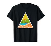 Lake George New York Mono Line Gráfico Retro Al Aire Libre Camiseta
