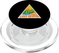 Lake George New York Mono Line Gráfico Retro Al Aire Libre PopSockets PopGrip para MagSafe