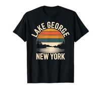 Lake George New York Retro Sunset - Recuerdo de Viaje Camiseta