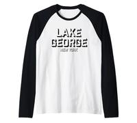 Lake George Nueva York - Lake George NY Block Camiseta Manga Raglan
