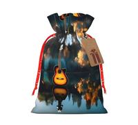 Lake Guitar Reflections - Bolsa de Navidad con cierre de cordón, 4.7 x 6.9 pulgadas, para envolver regalos de cumpleaños y fiestas de Navidad