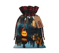 Lake Guitar Reflections - Bolsas de cordón con estampado de celosía, bolsas de regalo de Navidad, bolsas de regalo de fiesta