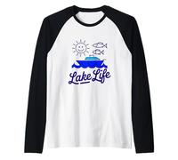 Lake Life Fish Nuevos navegantes al Aire Libre Campistas y Amantes de la Naturaleza Camiseta Manga Raglan