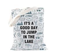 Lake Life Gift - Bolsa de mano para vacaciones en el lago para aventuras al aire libre, bolsa para amantes de la navegación, Jump Lake, medium