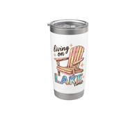Lake Life Living On Lake Time Lakeside Summer Cabin Vacation Vaso térmico de acero inoxidable de doble pared