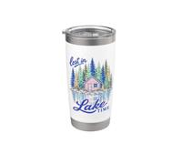 Lake Life Lost In Lake Time Cabin Lakeside Retreat Vaso térmico de acero inoxidable de doble pared