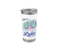 Lake Life Lost In Lake Time Cabin Lakeside Retreat Vaso térmico de acero inoxidable de doble pared