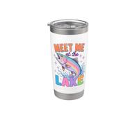 Lake Life Meet Me At The Lake Trout Fishing Summer Lover Vaso térmico de acero inoxidable de doble pared