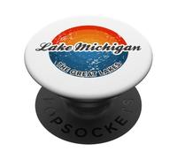 Lake Michigan Los Grandes Lagos The Great Lakes PopSockets PopGrip Adhesivo