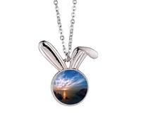 Lake Mountain Science - Collar con colgante de conejo, diseño de paisaje de naturaleza