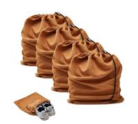 LAKE OF FIRE 4 bolsas de viaje para zapatos para embalar, bolsas de zapatos a prueba de polvo de 17.7 x 13.8 pulgadas, bolsa de zapatos de franela con cierre de cordón, lavable y reutilizable, Marrón,