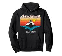 Lake Placid Montaña Río Retro Atardecer USA Viaje Lake Placid Sudadera con Capucha