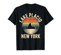 Lake Placid New York Retro Sunset - Recuerdo de Viaje Camiseta