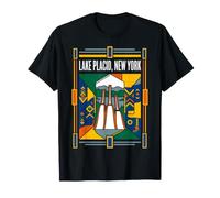 Lake Placid New York USA Flag Salto de esquí Adirondacks Retro Camiseta