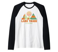 Lake Tahoe California Montañas Geométricas Vintage Souvenir Camiseta Manga Raglan
