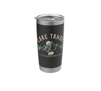 Lake Tahoe California Nevada Montañas Oso Naturaleza Vintage Vaso térmico de acero inoxidable de doble pared