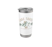 Lake Tahoe California Nevada Montañas Oso Naturaleza Vintage Vaso térmico de acero inoxidable de doble pared