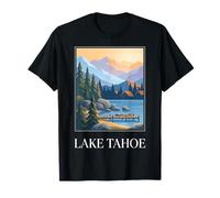 Lake Tahoe California Nevada Vintage Retro Montaña Viaje Camiseta